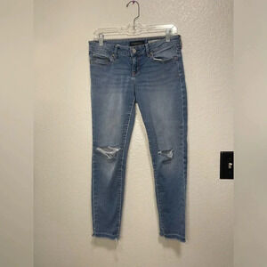 Aeropostale Medium Wash Ripped Knee Ankle Jeggings Size 4